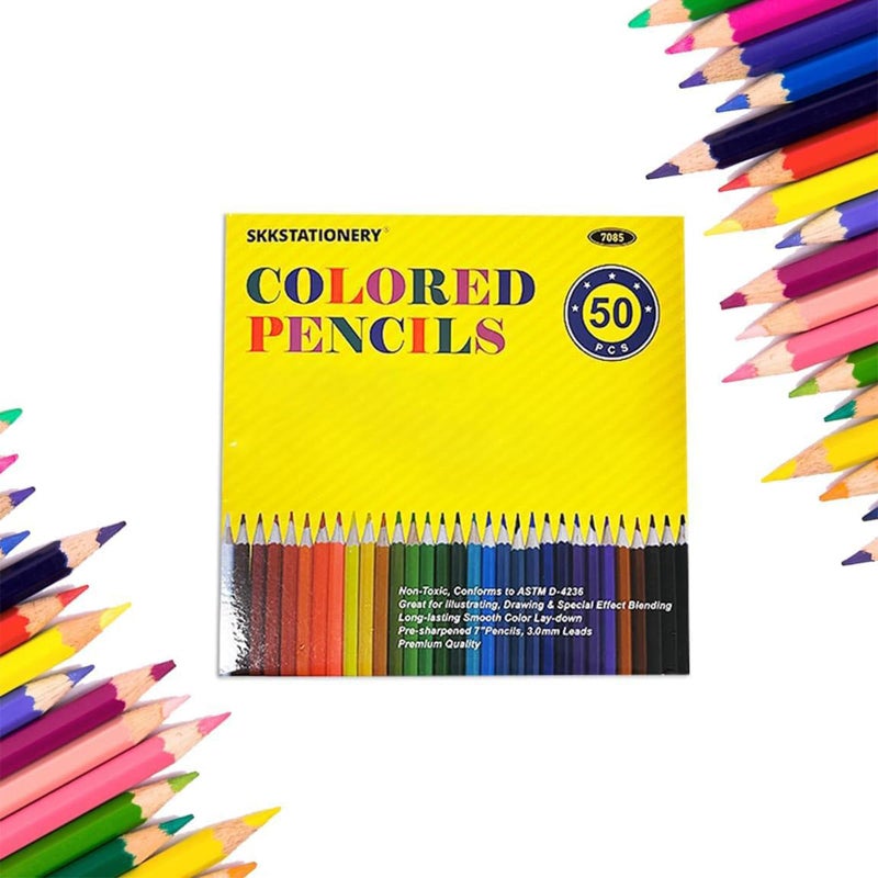 SKKSTATIONERY 50Pcs Colored Pencils,50 Vibrant Colors, Drawing Pencils for Sketch, Arts, Coloring Books, Back to school Christmas Gifts - Image 1